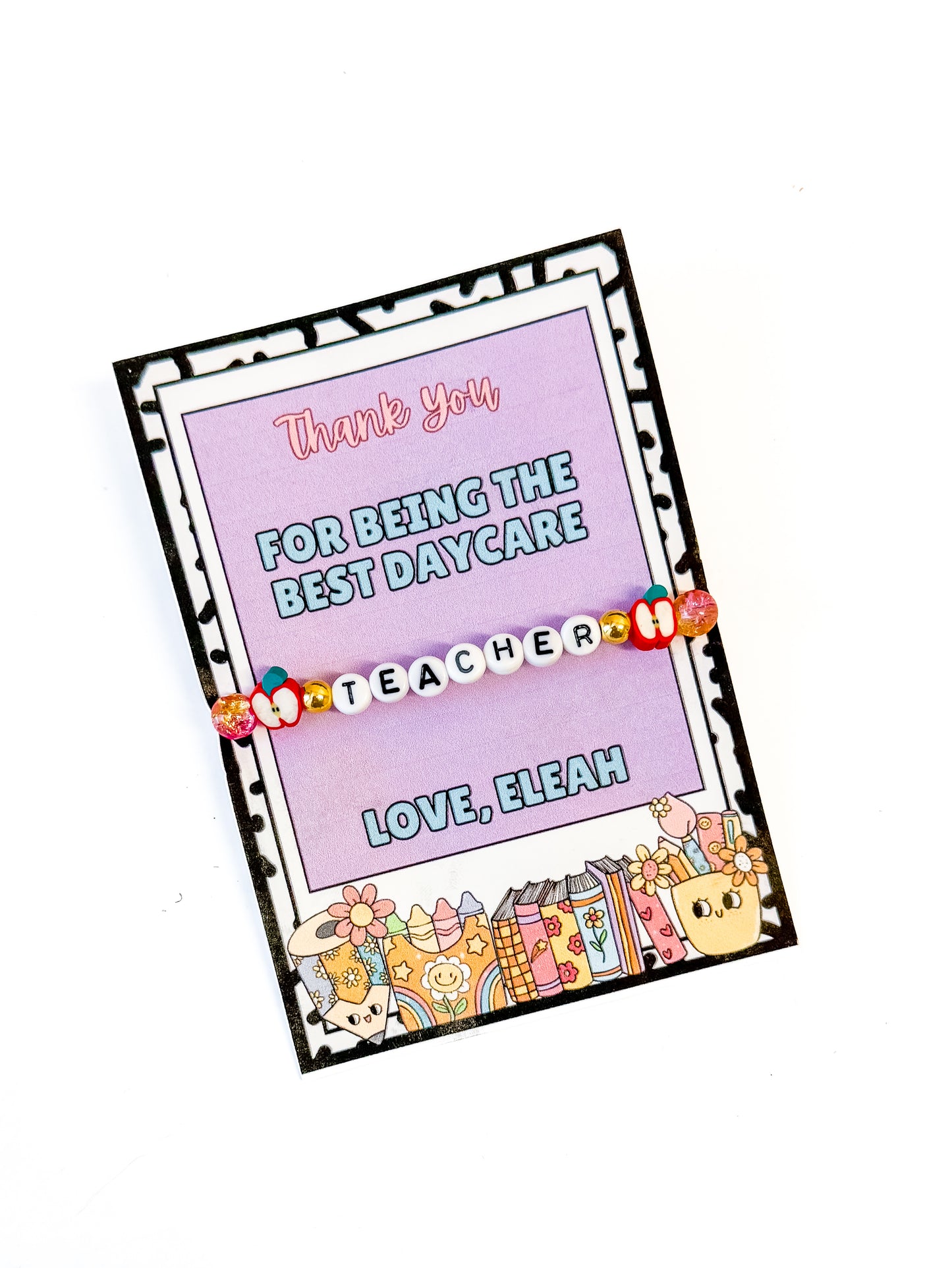 Daycare Teacher card and bracelet
